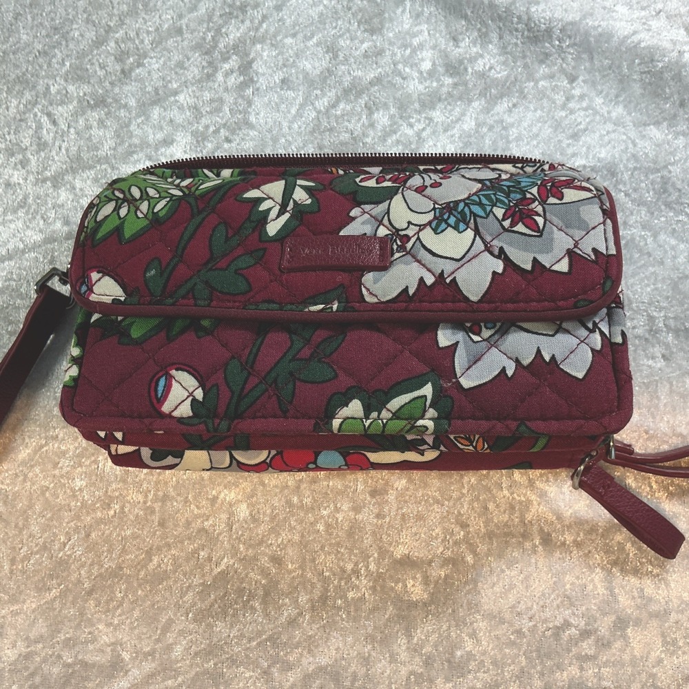 Vera Bradley Bordeaux Blooms Clutch/Purse/Crossbody/Wallet Organizer NWOT